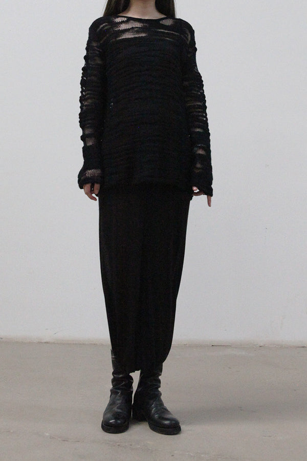SWAYING/KNIT Thick Gradient Round Neck Top (Two Piece Set) SW212SZ23 Black PS10